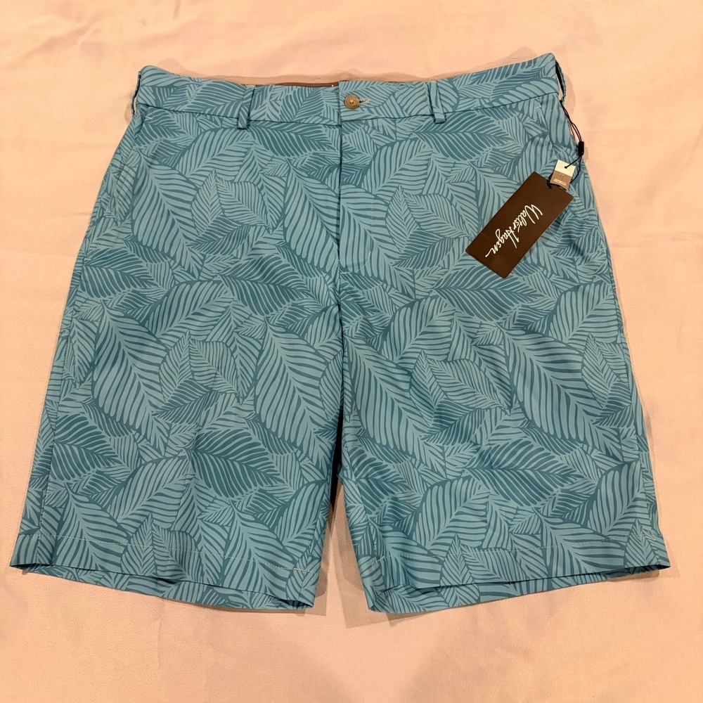 Walter Hagen Mens Perfect 11 Leaves Print Golf Shorts Teal 36 MGA14156